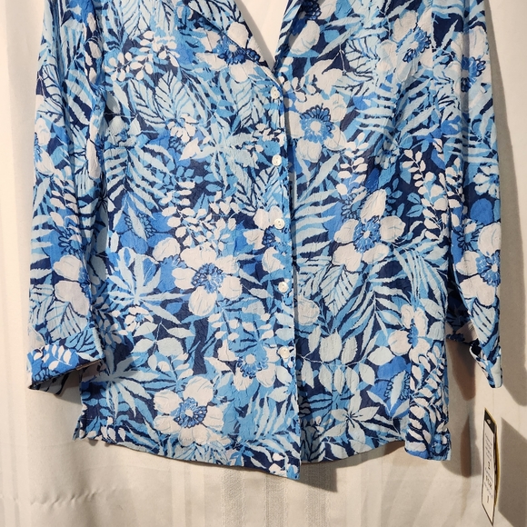 CATHY DANIELS TOP BLUE & WHITE COLLARED TWINSET WITH CAMI SIZE SMALL NWT - Picture 3 of 11